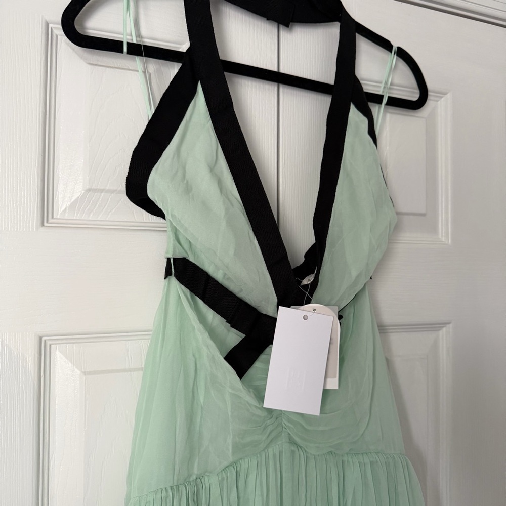 Helsa The Siren Dress in Silk Chiffon in Mint & Black Size XS NEW! With tags! - Picture 5 of 12